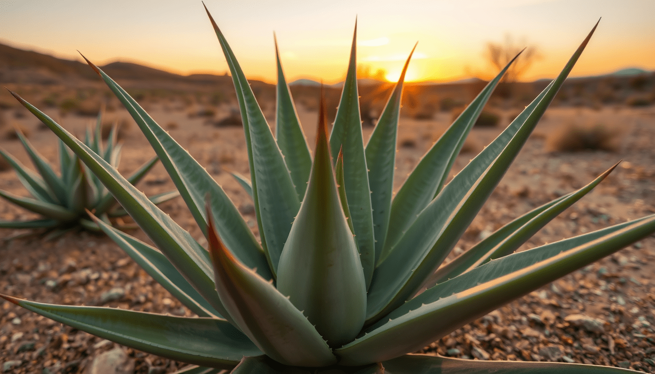 Aloe succulents in arid landscapes