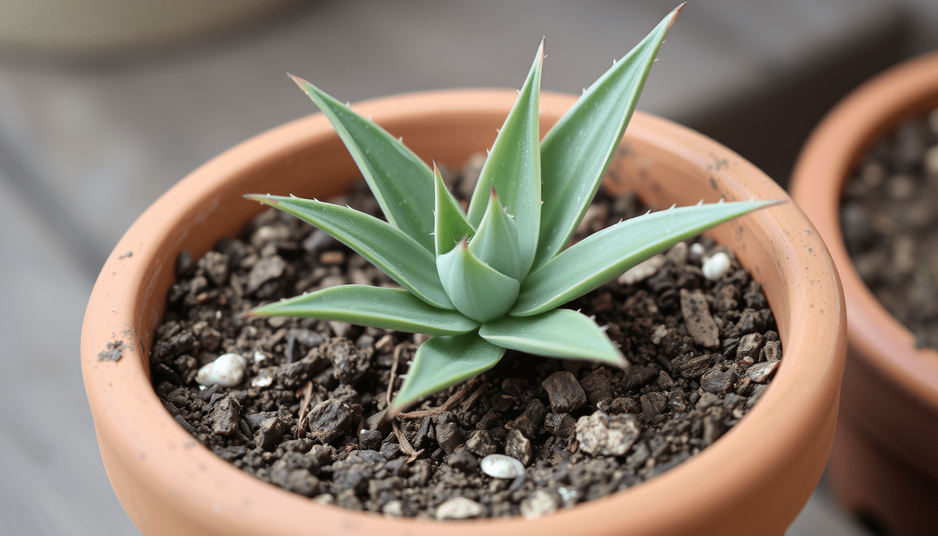 Repotting aloe seedlings